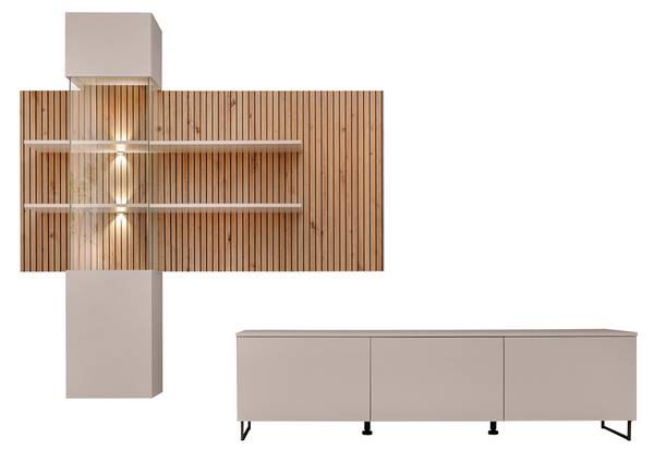 Wohnwand GALATINA-164-3 Beige - Holzwerkstoff - 280 x 200 x 45 cm