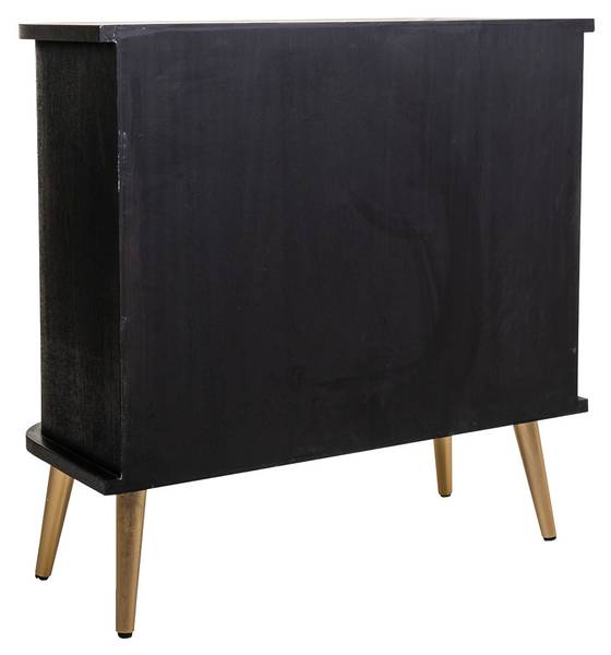 Kommode Elek Schwarz - Holz teilmassiv - 80 x 81 x 35 cm