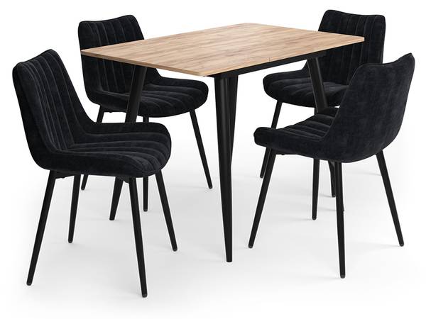 Esstisch-Set Beaver 62746 5er Set Schwarz - Eiche Dekor