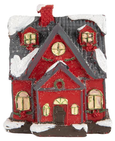 Haus mit LED Rostock Rot - Kunststoff - 5 x 7 x 6 cm