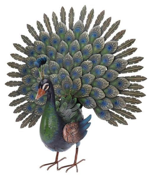 Gartenfigur Pfau Metall - 65 x 63 x 30 cm