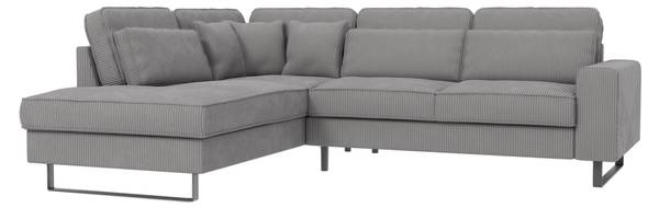 Sage Ecksofa mit Ottomane in Cord-Stoff Hellgrau - Ecke davorstehend links