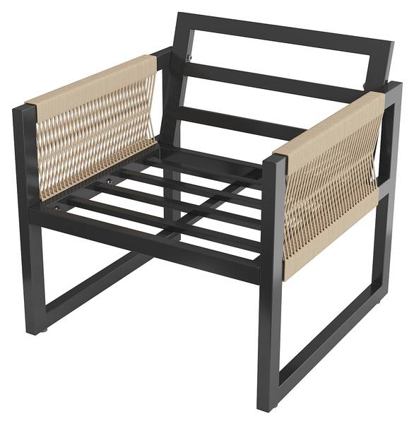 Tuin eetset WoodyRope Ⅷ beige - plaatmateriaal op houtbasis - metaal - kunststof - textiel - 100 x 67 x 58 cm