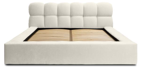 Gestoffeerd bed Paulon crèmewit - Breedte: 180 cm