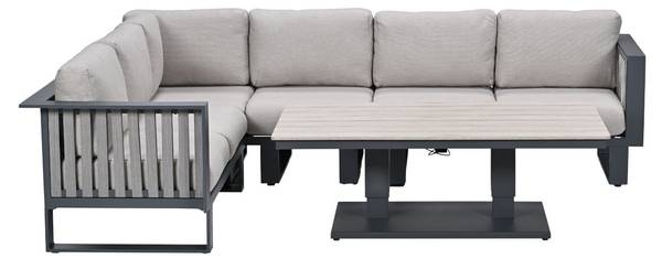 Loungediningset Gabon 5 delig grijs - aluminium - 220 x 66 x 285 cm