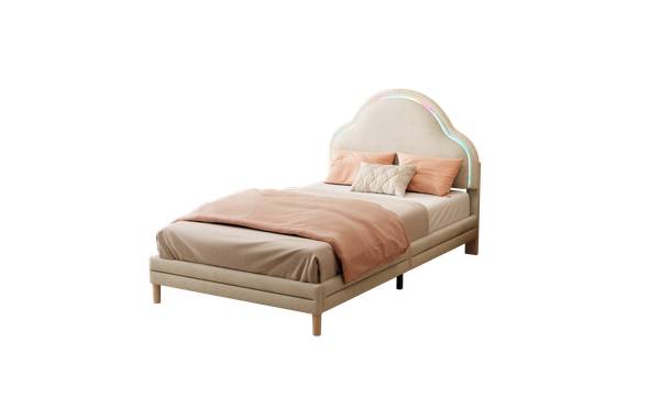 Kinderbett K-1307 Beige - Holzwerkstoff - 96 x 104 x 205 cm