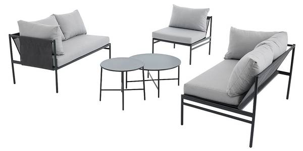 Gartensitzgruppe im Set ULAME Grau - Metall - 137 x 68 x 73 cm