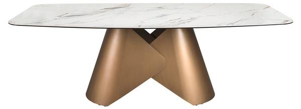 Esstisch 1172 Weiß - Messing - Marmor - 240 x 76 x 120 cm