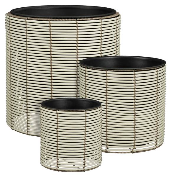 Cache-pot extérieur Cesena Set de 3 Blanc