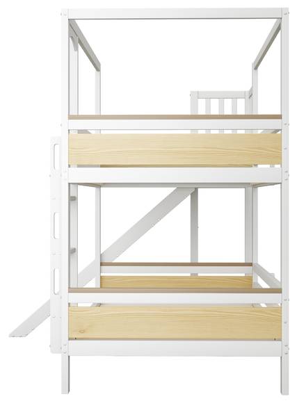 Lit superposé Dioscuri Ⅳ Marron - Blanc - Bois manufacturé - Bois massif - 176 x 180 x 247 cm