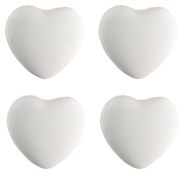 Möbelknöpfe Herz Israel 4er Set Weiß - Keramik - 3 x 4 x 4 cm