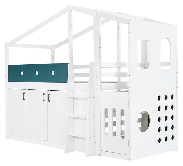 Hochbett ZoomBA130 Ⅰ Weiß - Holzwerkstoff - 110 x 190 x 257 cm