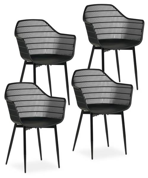 Gartenstühle MARGHERITA (4er-Set) Schwarz - Kunststoff - 60 x 86 x 52 cm