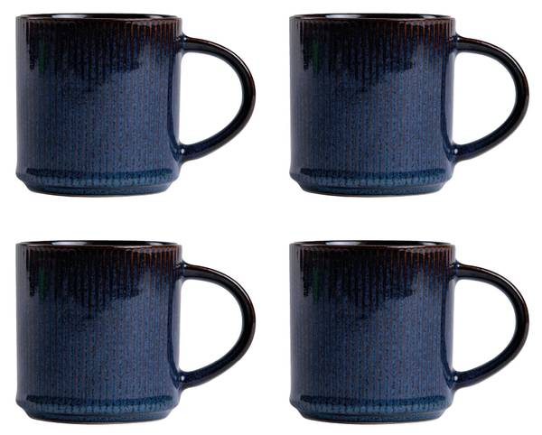 Becher CASPER 4er-Set Blau - Keramik - 9 x 9 x 9 cm