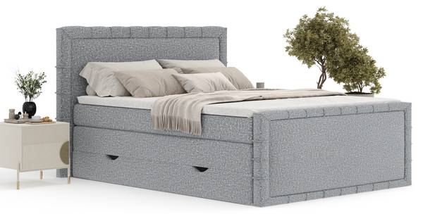 Boxspringbed Estelle grijs - Ligoppervlak breedte: 200 cm