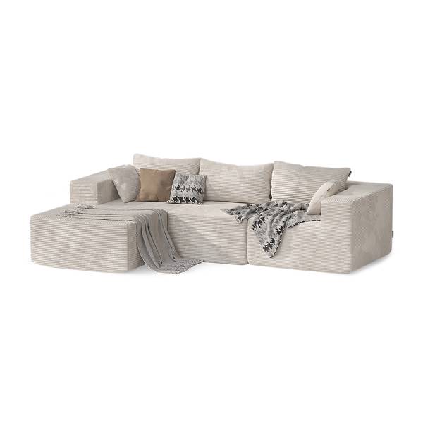 Ecksofa mit Relaxfunktion Nuvio 61466 Beige - Textil - 250 x 59 x 169 cm
