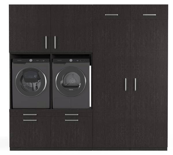 Waschmaschinenschrank Munich Schwarz - Holzwerkstoff - 253 x 235 x 70 cm
