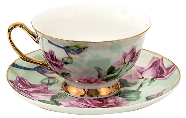 Kop en Schotel Leon&Cups groen - porselein - 10 x 6 x 12 cm