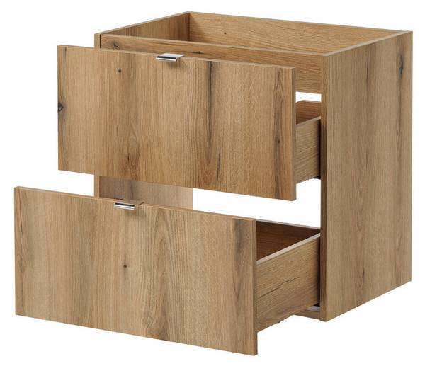 Wastafelonderkast met wastafel Skelbolu eikenhouten look