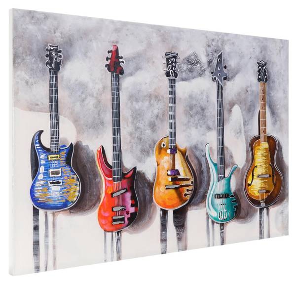 Ölgemälde Gitarren handgemalt Textil - 120 x 80 x 3 cm