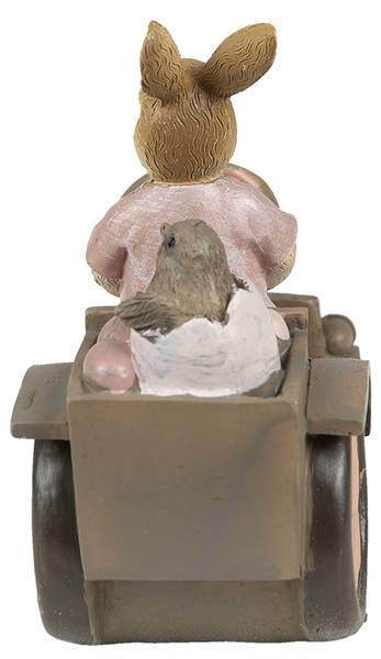 Beeld Konijn DekoEaster-August roze - kunststof - 7 x 12 x 13 cm