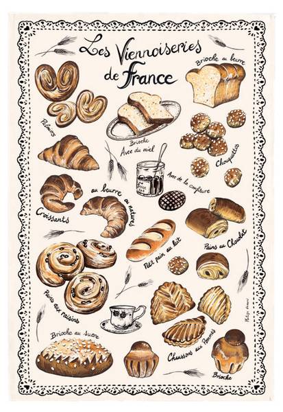 Geschirrtuch Les Viennoiseries Française Weiß - Textil - 72 x 1 x 48 cm