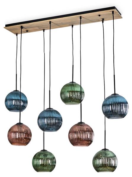 Pendelleuchte Cesaro Blau - Grün - Holzwerkstoff - Metall - Holz teilmassiv - 19 x 125 x 98 cm
