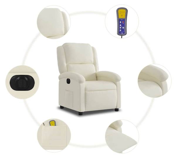 Fauteuil inclinable de massage 3032268-3 Crème - Blanc