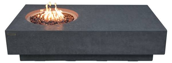 Metropolis Gasfeuertisch aus Beton Grau - Naturfaser - 81 x 35 x 142 cm