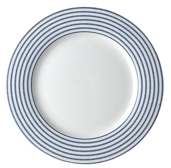 Teller flach 23 cm Candy Stripe Blau - Steingut - 24 x 2 x 24 cm