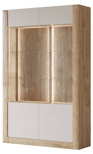 Vitrine KLEVE 2 Weiß - Holzwerkstoff - 129 x 200 x 41 cm