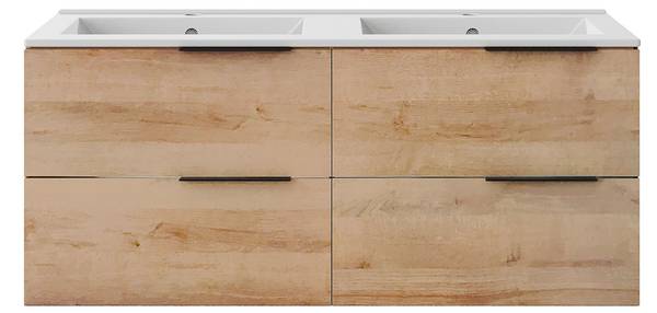 Ensemble salle de bain NISAYA Beige - En partie en bois massif - 46 x 50 x 120 cm