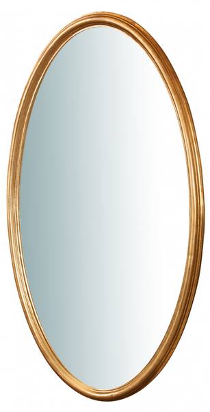 Miroir Mural Ovale SOLAIRE Doré - Bois massif - 2 x 30 x 19 cm