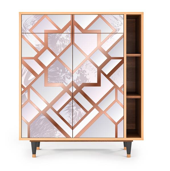 Sideboard BS6 Walnuss Pink - Holzwerkstoff - 110 x 94 x 41 cm