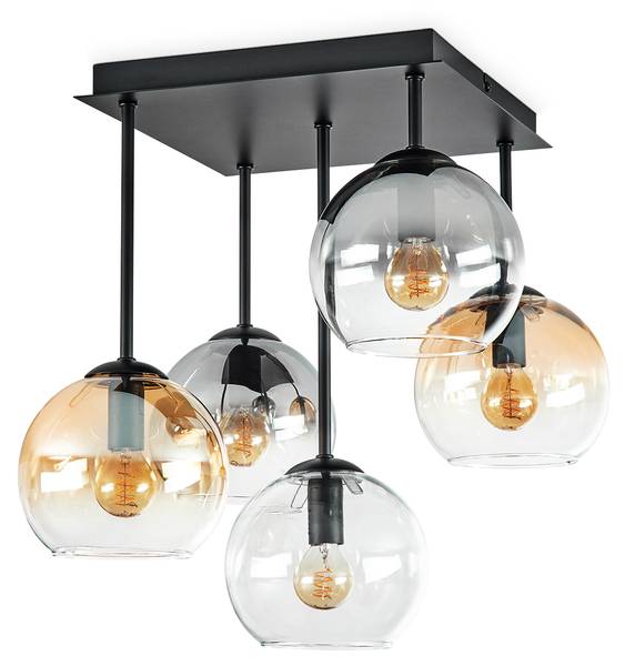 Deckenleuchte Cesaro Grau - Orange - Silber - Aluminium - Klarglas - 37 x 42 x 37 cm