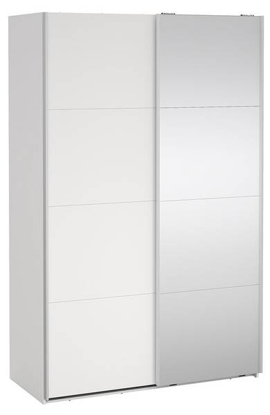 Schiebetürenschrank Bergamo (2-türig) Weiß - Holzwerkstoff - Textil - 139 x 221 x 67 cm