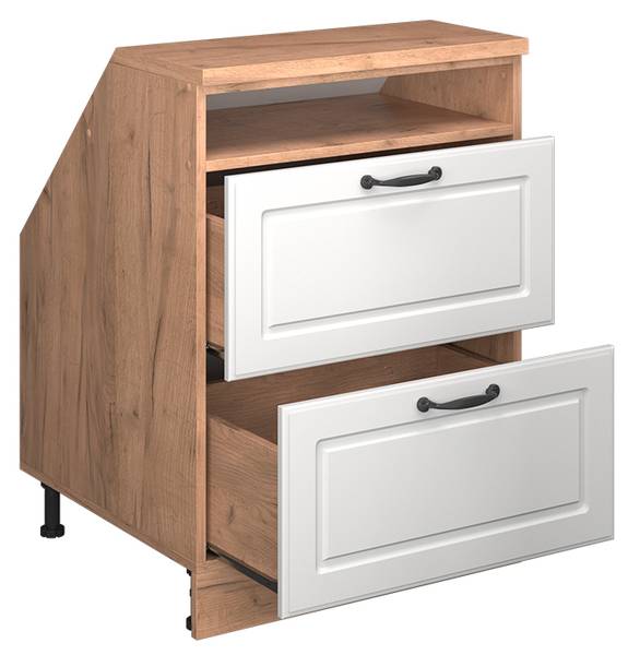 Dachschrägenschrank Rion 59994 Eiche Landhaus Dekor - Eiche Dekor - Weiß