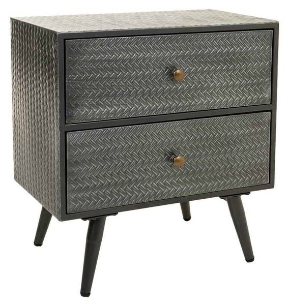 Nachttisch Illinois Grau - Metall - 50 x 56 x 30 cm