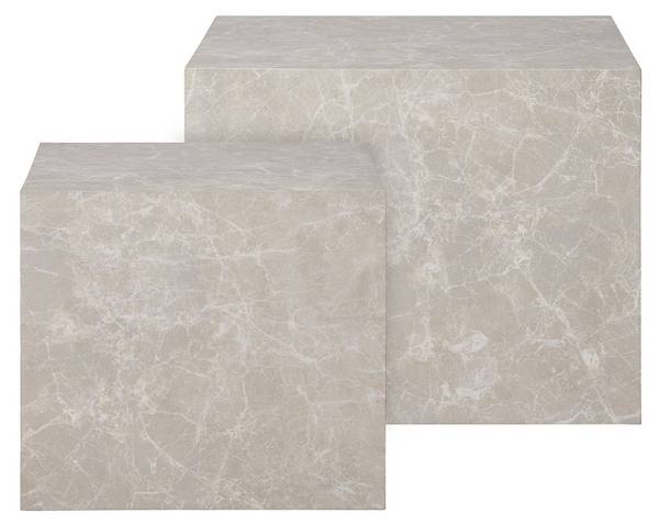 Table basse Prague Blanc - En partie en bois massif - 50 x 40 x 50 cm