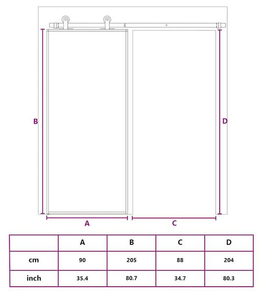Schiebetür 3006206 Schwarz - Aluminium - 90 x 205 x 1 cm