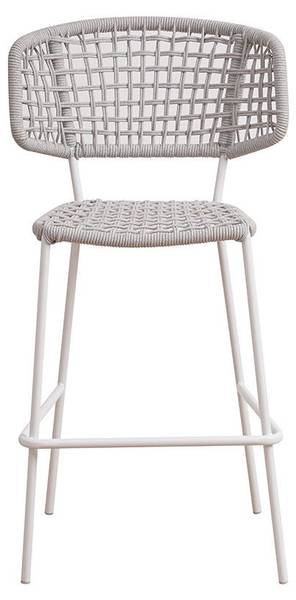 Garten Barhocker Außen  Leslie Seil Weiß - Naturfaser - 58 x 109 x 40 cm