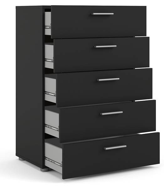 Kommode Petra Schwarz - Holz teilmassiv - 70 x 102 x 40 cm