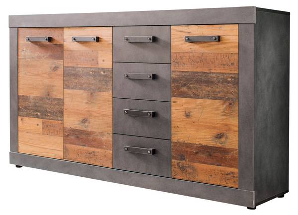 Kommode Indy Grau - Holz teilmassiv - 151 x 86 x 37 cm