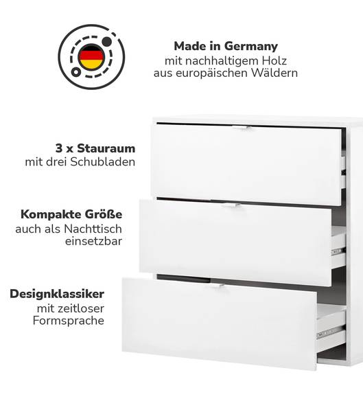 Kommode Die Stilvolle Weiß - 80 x 73 cm