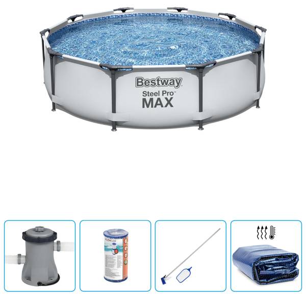 Schwimmbad-Set 5640857 (5-teilig) Grau - Kunststoff - 305 x 76 x 305 cm