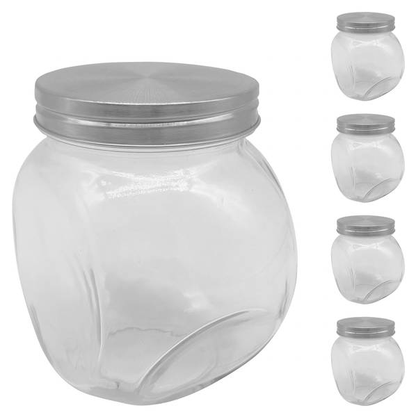Bonbonglas 5er Set 650 ml Silber - Silikon - 12 x 13 x 9 cm