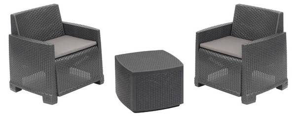 Loungeset für draußen Ari Grau - PVC - 66 x 74 x 0 cm