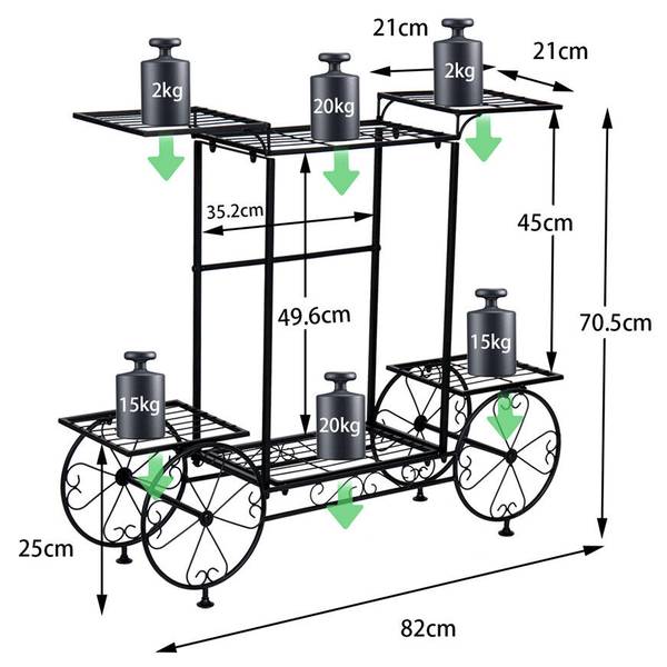 Étagère Plante XJJ626-G2 Noir - Fer - 22 x 69 x 83 cm