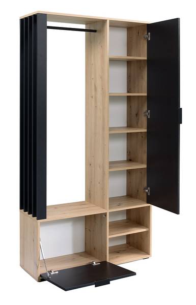 Garderobenschrank Milo Schwarz - Eiche