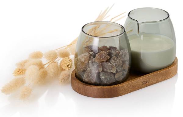 Milch und Zucker Set Yuna Grau - Glas - 7 x 8 x 8 cm